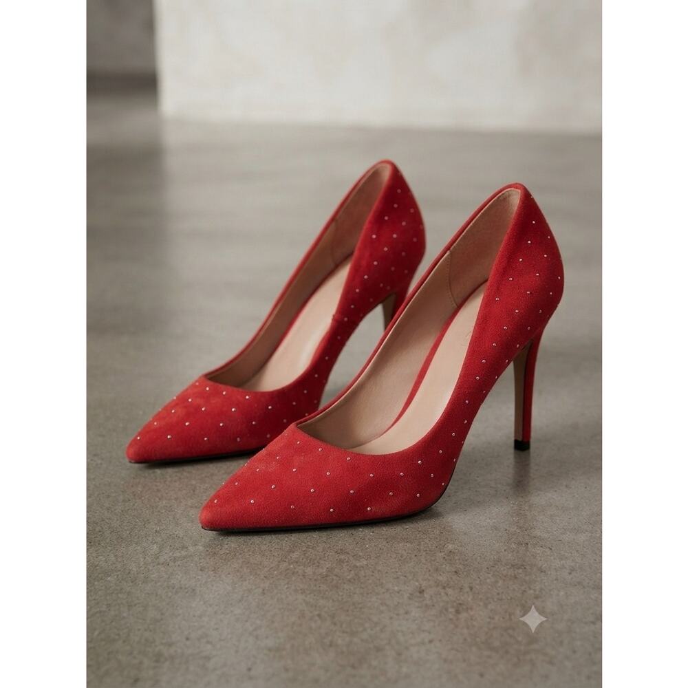 New linea Paola pamila aurora red kid suede heels sz 5 1/2 - Picture 2 of 6